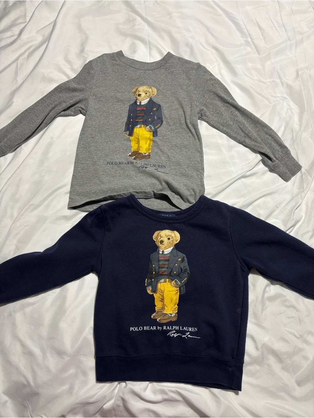 Ralph Lauren Kids Polo Bear Crewneck Sweatshirt - Gray or Navy